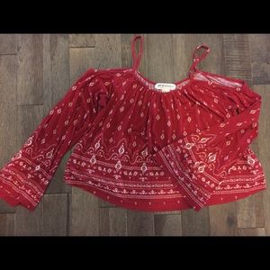 H&M Coachella cropped, flowy, cold shoulder top.